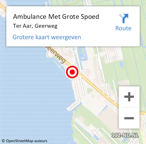 Locatie op kaart van de 112 melding: Ambulance Met Grote Spoed Naar Ter Aar, Geerweg op 16 oktober 2014 16:36