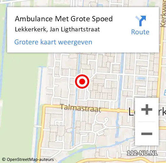 Locatie op kaart van de 112 melding: Ambulance Met Grote Spoed Naar Lekkerkerk, Jan Ligthartstraat op 17 augustus 2024 20:54