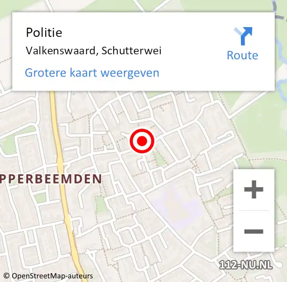 Locatie op kaart van de 112 melding: Politie Valkenswaard, Schutterwei op 17 augustus 2024 20:57