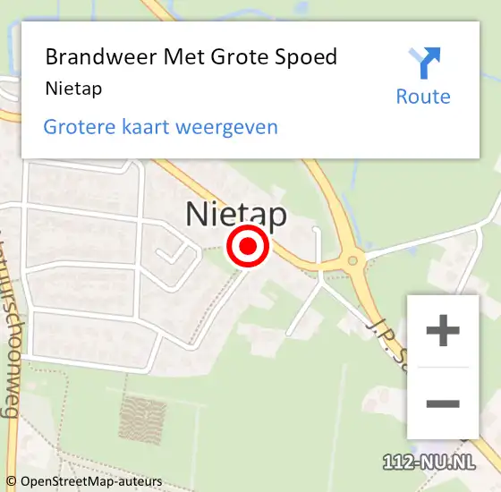 Locatie op kaart van de 112 melding: Brandweer Met Grote Spoed Naar Nietap op 17 augustus 2024 21:13