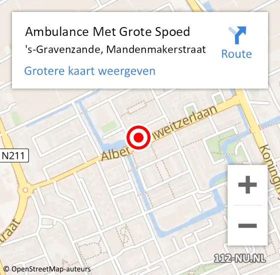 Locatie op kaart van de 112 melding: Ambulance Met Grote Spoed Naar 's-Gravenzande, Mandenmakerstraat op 17 augustus 2024 21:18