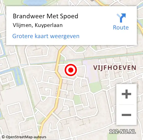 Locatie op kaart van de 112 melding: Brandweer Met Spoed Naar Vlijmen, Kuyperlaan op 17 augustus 2024 21:20