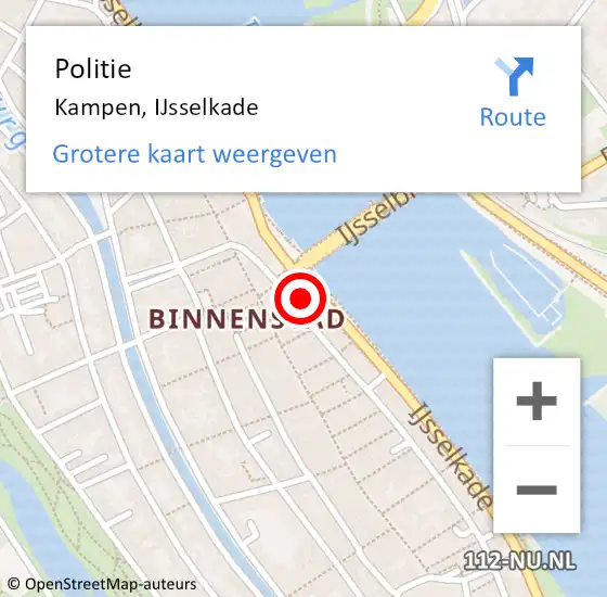 Locatie op kaart van de 112 melding: Politie Kampen, IJsselkade op 17 augustus 2024 21:21