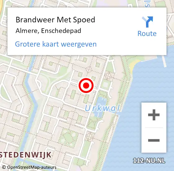 Locatie op kaart van de 112 melding: Brandweer Met Spoed Naar Almere, Enschedepad op 17 augustus 2024 22:10