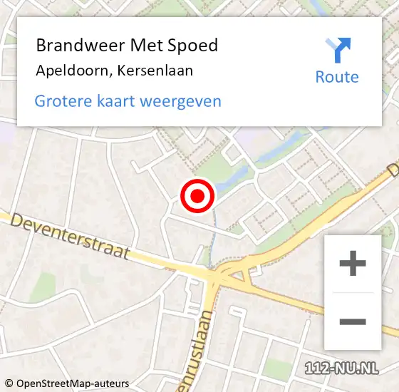 Locatie op kaart van de 112 melding: Brandweer Met Spoed Naar Apeldoorn, Kersenlaan op 17 augustus 2024 22:24