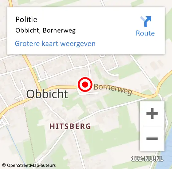 Locatie op kaart van de 112 melding: Politie Obbicht, Bornerweg op 17 augustus 2024 22:32