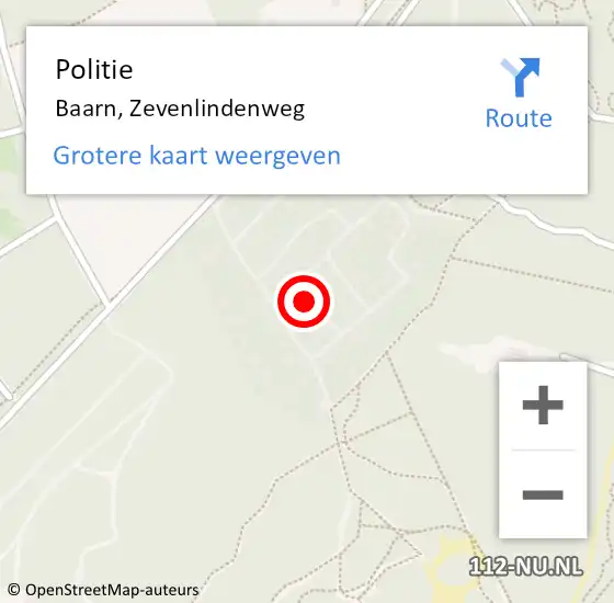 Locatie op kaart van de 112 melding: Politie Baarn, Zevenlindenweg op 17 augustus 2024 22:37