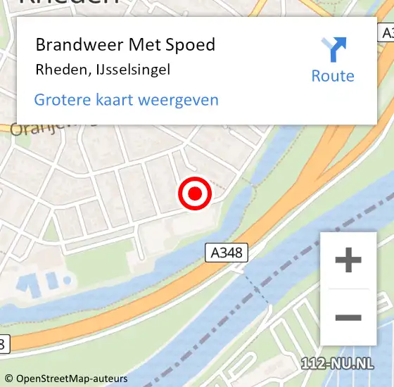 Locatie op kaart van de 112 melding: Brandweer Met Spoed Naar Rheden, IJsselsingel op 17 augustus 2024 22:44