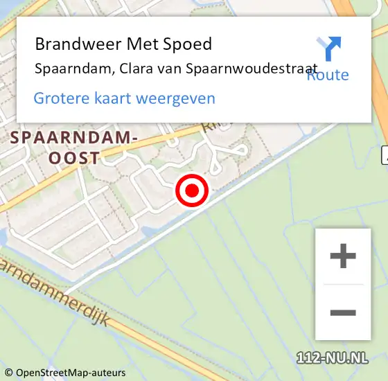 Locatie op kaart van de 112 melding: Brandweer Met Spoed Naar Spaarndam, Clara van Spaarnwoudestraat op 17 augustus 2024 22:56