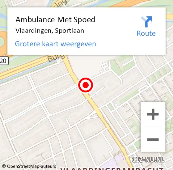 Locatie op kaart van de 112 melding: Ambulance Met Spoed Naar Vlaardingen, Sportlaan op 17 augustus 2024 23:04