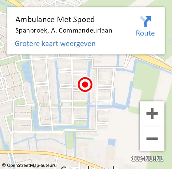 Locatie op kaart van de 112 melding: Ambulance Met Spoed Naar Spanbroek, A. Commandeurlaan op 17 augustus 2024 23:11