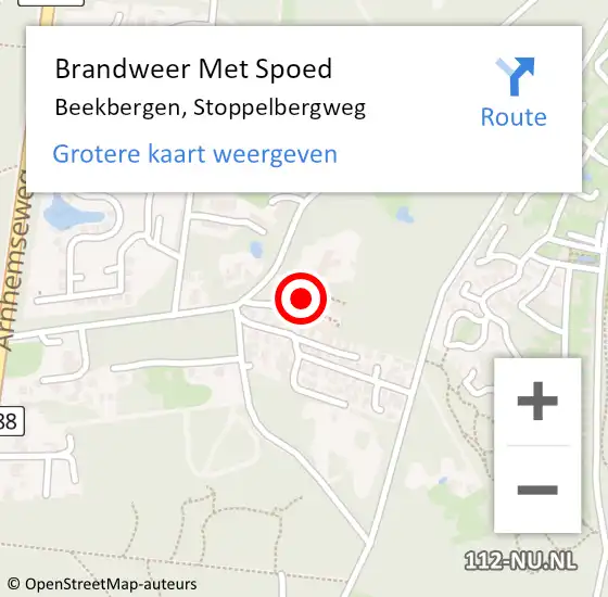 Locatie op kaart van de 112 melding: Brandweer Met Spoed Naar Beekbergen, Stoppelbergweg op 17 augustus 2024 23:33