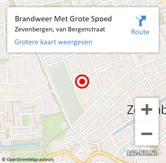 Locatie op kaart van de 112 melding: Brandweer Met Grote Spoed Naar Zevenbergen, van Bergenstraat op 17 augustus 2024 23:36