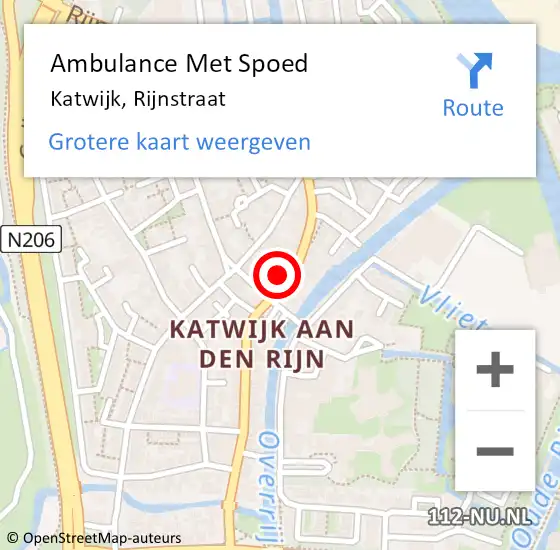 Locatie op kaart van de 112 melding: Ambulance Met Spoed Naar Katwijk, Rijnstraat op 17 augustus 2024 23:42