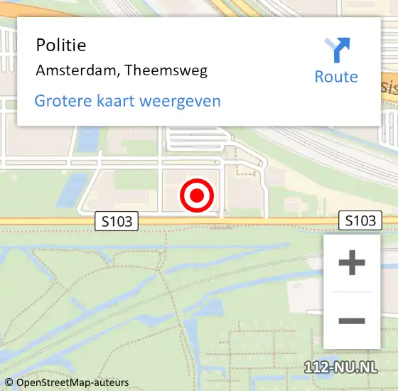 Locatie op kaart van de 112 melding: Politie Amsterdam, Theemsweg op 17 augustus 2024 23:46