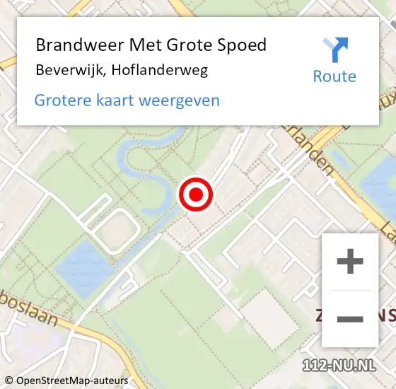 Locatie op kaart van de 112 melding: Brandweer Met Grote Spoed Naar Beverwijk, Hoflanderweg op 17 augustus 2024 23:51