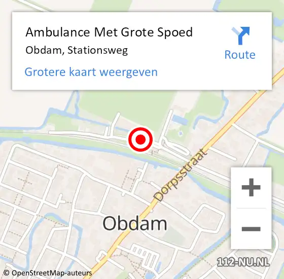 Locatie op kaart van de 112 melding: Ambulance Met Grote Spoed Naar Obdam, Stationsweg op 17 augustus 2024 23:58