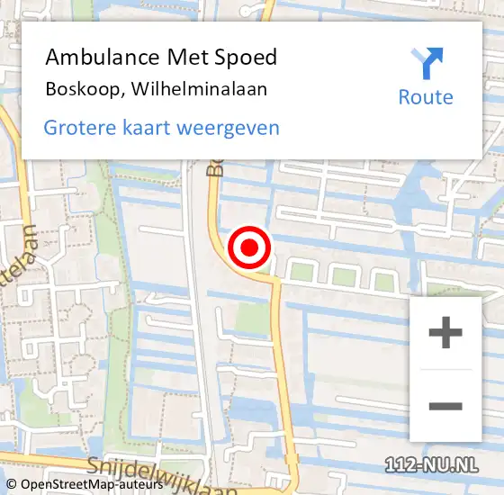 Locatie op kaart van de 112 melding: Ambulance Met Spoed Naar Boskoop, Wilhelminalaan op 18 augustus 2024 00:00