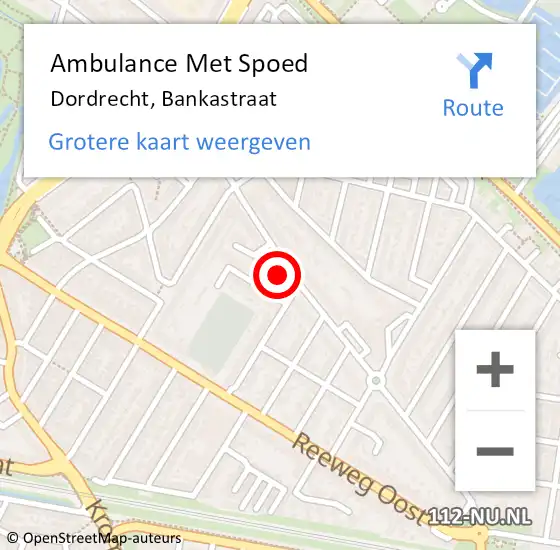 Locatie op kaart van de 112 melding: Ambulance Met Spoed Naar Dordrecht, Bankastraat op 18 augustus 2024 00:43