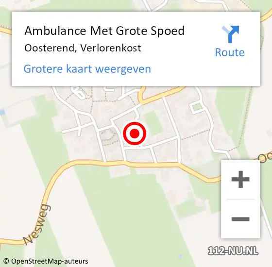 Locatie op kaart van de 112 melding: Ambulance Met Grote Spoed Naar Oosterend, Verlorenkost op 18 augustus 2024 00:48