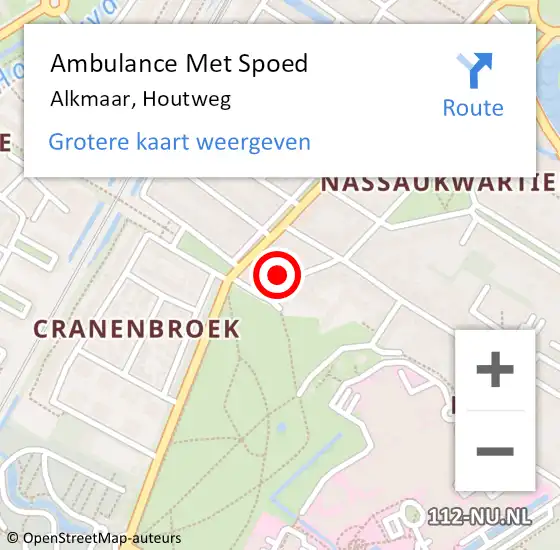 Locatie op kaart van de 112 melding: Ambulance Met Spoed Naar Alkmaar, Houtweg op 18 augustus 2024 01:02