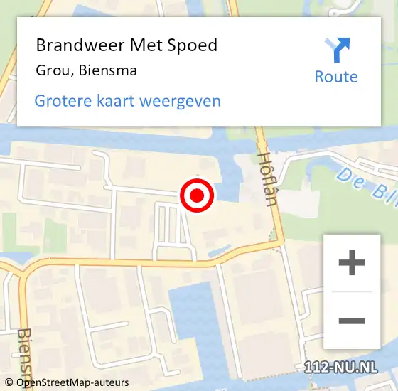 Locatie op kaart van de 112 melding: Brandweer Met Spoed Naar Grou, Biensma op 18 augustus 2024 01:11