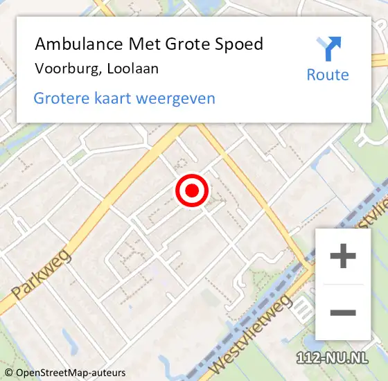 Locatie op kaart van de 112 melding: Ambulance Met Grote Spoed Naar Voorburg, Loolaan op 18 augustus 2024 01:29