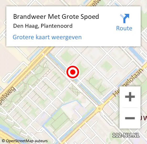 Locatie op kaart van de 112 melding: Brandweer Met Grote Spoed Naar Den Haag, Plantenoord op 18 augustus 2024 01:39