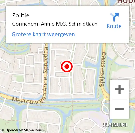 Locatie op kaart van de 112 melding: Politie Gorinchem, Annie M.G. Schmidtlaan op 18 augustus 2024 01:40