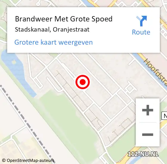 Locatie op kaart van de 112 melding: Brandweer Met Grote Spoed Naar Stadskanaal, Oranjestraat op 18 augustus 2024 02:10