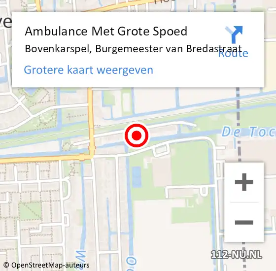 Locatie op kaart van de 112 melding: Ambulance Met Grote Spoed Naar Bovenkarspel, Burgemeester van Bredastraat op 18 augustus 2024 02:43