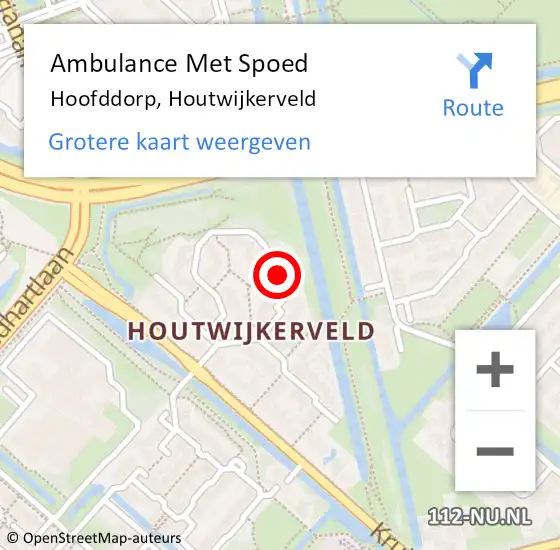 Locatie op kaart van de 112 melding: Ambulance Met Spoed Naar Hoofddorp, Houtwijkerveld op 18 augustus 2024 02:57