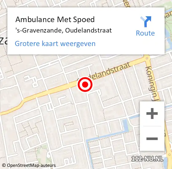 Locatie op kaart van de 112 melding: Ambulance Met Spoed Naar 's-Gravenzande, Oudelandstraat op 18 augustus 2024 03:25