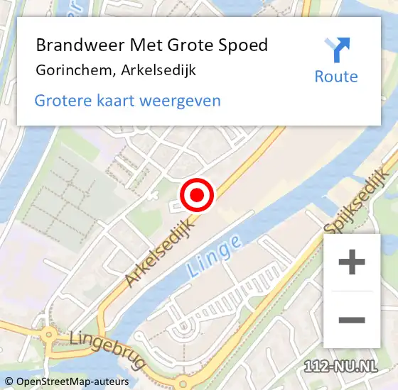 Locatie op kaart van de 112 melding: Brandweer Met Grote Spoed Naar Gorinchem, Arkelsedijk op 18 augustus 2024 03:41