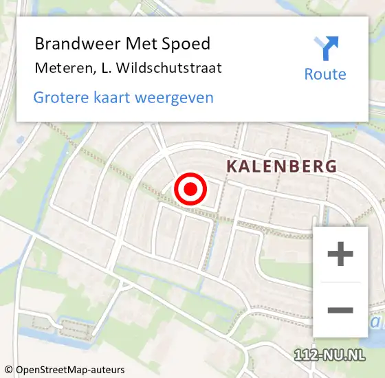 Locatie op kaart van de 112 melding: Brandweer Met Spoed Naar Meteren, L. Wildschutstraat op 18 augustus 2024 04:09