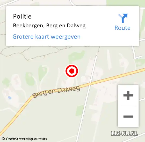 Locatie op kaart van de 112 melding: Politie Beekbergen, Berg en Dalweg op 18 augustus 2024 04:19