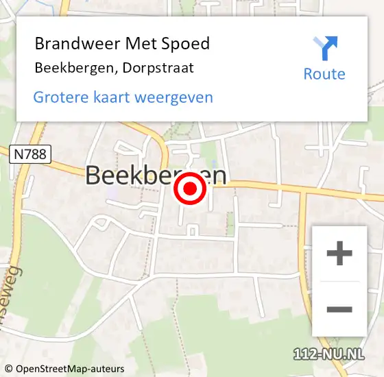 Locatie op kaart van de 112 melding: Brandweer Met Spoed Naar Beekbergen, Dorpstraat op 18 augustus 2024 04:28