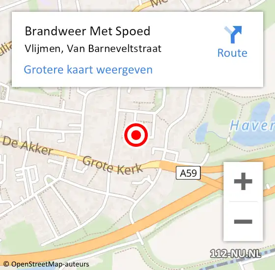 Locatie op kaart van de 112 melding: Brandweer Met Spoed Naar Vlijmen, Van Barneveltstraat op 18 augustus 2024 04:32