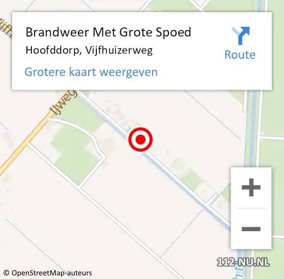 Locatie op kaart van de 112 melding: Brandweer Met Grote Spoed Naar Hoofddorp, Vijfhuizerweg op 18 augustus 2024 04:42