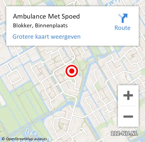 Locatie op kaart van de 112 melding: Ambulance Met Spoed Naar Blokker, Binnenplaats op 18 augustus 2024 05:24