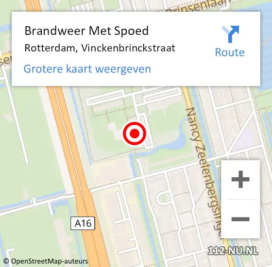 Locatie op kaart van de 112 melding: Brandweer Met Spoed Naar Rotterdam, Vinckenbrinckstraat op 18 augustus 2024 05:51