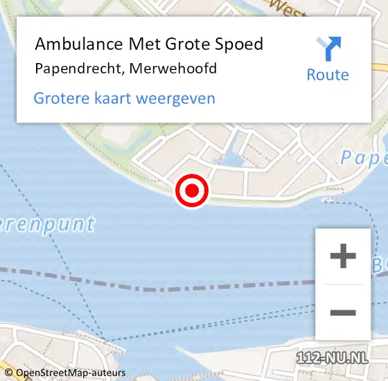 Locatie op kaart van de 112 melding: Ambulance Met Grote Spoed Naar Papendrecht, Merwehoofd op 18 augustus 2024 06:21