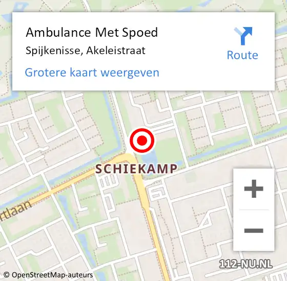 Locatie op kaart van de 112 melding: Ambulance Met Spoed Naar Spijkenisse, Akeleistraat op 18 augustus 2024 06:35