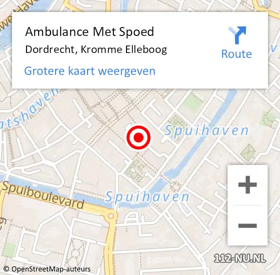 Locatie op kaart van de 112 melding: Ambulance Met Spoed Naar Dordrecht, Kromme Elleboog op 18 augustus 2024 06:46