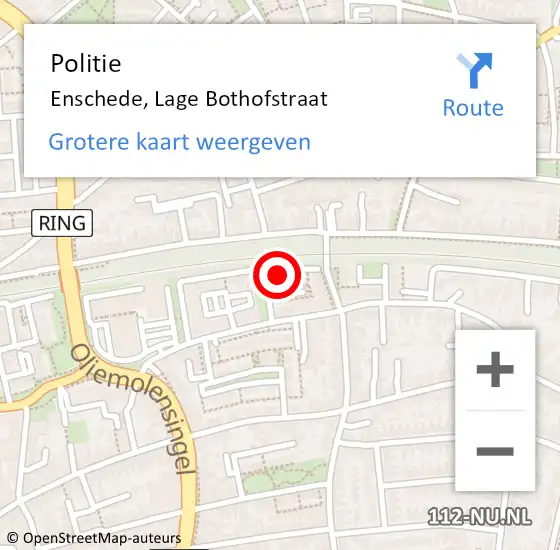 Locatie op kaart van de 112 melding: Politie Enschede, Lage Bothofstraat op 18 augustus 2024 06:47