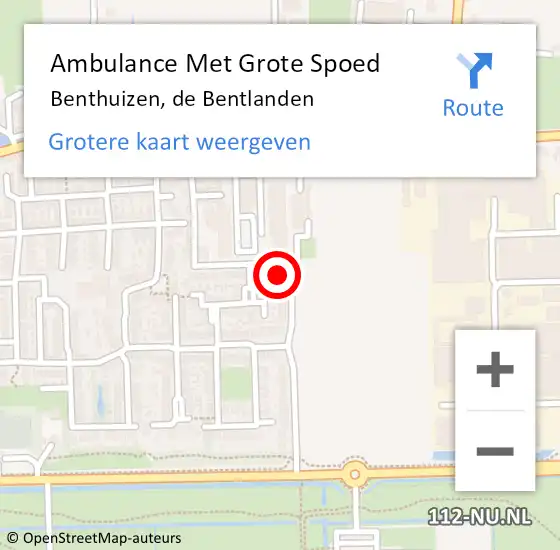 Locatie op kaart van de 112 melding: Ambulance Met Grote Spoed Naar Benthuizen, de Bentlanden op 18 augustus 2024 07:12