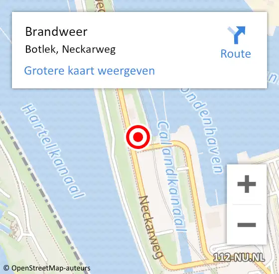 Locatie op kaart van de 112 melding: Brandweer Botlek, Neckarweg op 18 augustus 2024 07:34