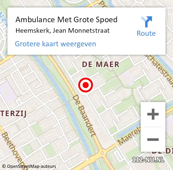 Locatie op kaart van de 112 melding: Ambulance Met Grote Spoed Naar Heemskerk, Jean Monnetstraat op 18 augustus 2024 08:06