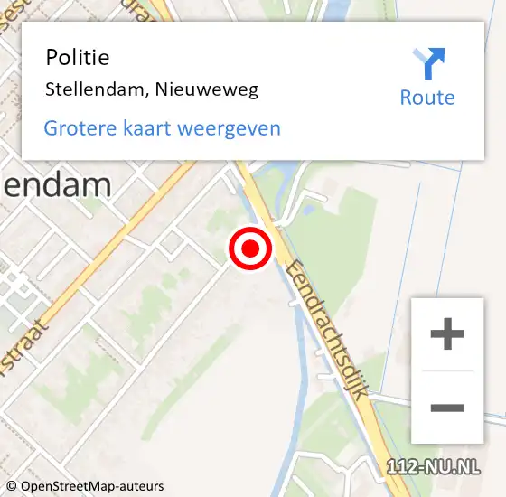 Locatie op kaart van de 112 melding: Politie Stellendam, Nieuweweg op 18 augustus 2024 08:15