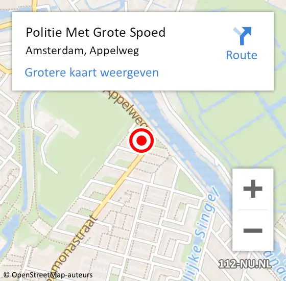 Locatie op kaart van de 112 melding: Politie Met Grote Spoed Naar Amsterdam, Appelweg op 18 augustus 2024 08:34